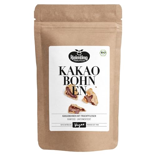 Keimling Bio Kakaobohnen mit Fruchtfleisch ganze fermentierte Bohnen mit natürlicher Kakaopulpe roh vegan naturbelassen exotischer Kakao-Snack (175 g)