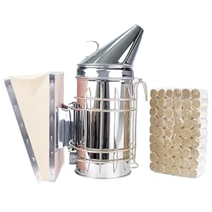 Stainless Steel Bee Hive Smoker with Heat Shield Included 54Pcs Smoker Pellets for Beekeeping Starters Supplies