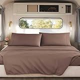 Nestl Chocolate Brown Short Queen Sheets for RV, Hotel Luxury RV Queen Sheets Set, 4 Piece Fitted Bed Sheet Set and Pillowcases, Super Soft, Wrinkle-Free, and Breathable Camper Bedding