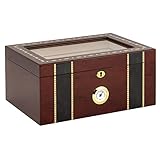 Quality Importers Pompeii 100 Cigar Glasstop Humidor, Cherry