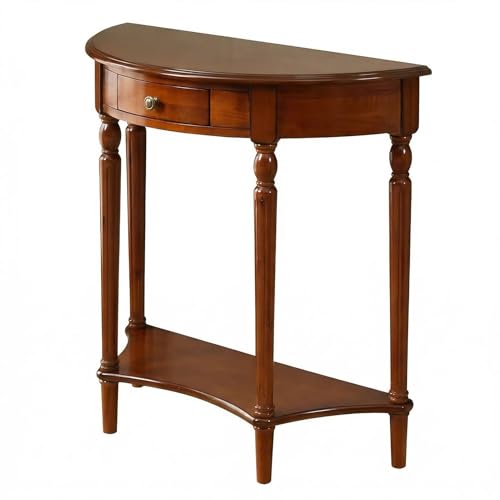 Lkyvmia Half Moon Table Table Solid Wood with Drawer Half-Moon Porch Side Entryway Accent Table with Storage for Living RoomFoyerBedroom or Hallway (Cherry 23.6 L x 11.8 W x 31.5 H)