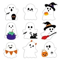 Halloween Stickers,54PCS Halloween Ghost Stickers,Mini Cute Halloween Vinyl Stickers for Water Bottles Laptop Car Phone Guitar,Self-Adhesive Ghost Decorative Stickers