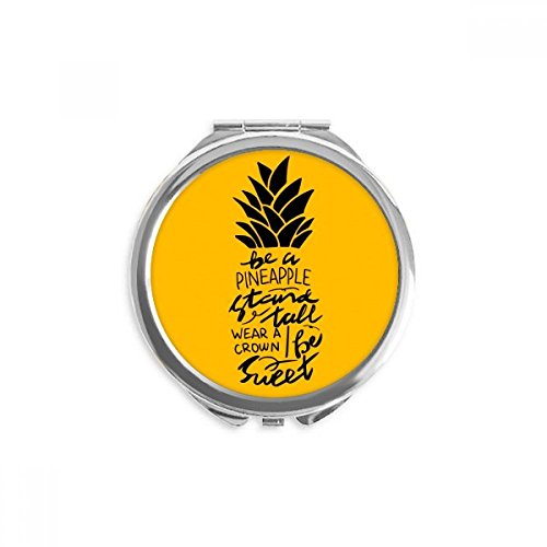 Miroir de poche à la main rond citation jaune ananas multicolore 2,6 x 2,4