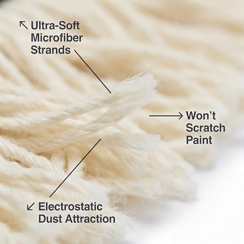 Image of Porslin Premium Car Duster Wax Treated Cotton Brush for Car Cleaning, Scratch-Free Dust Remover with Foldable Long Handle, Washable & Reusable, Multi-Purpose for Car, Bike & Home Use