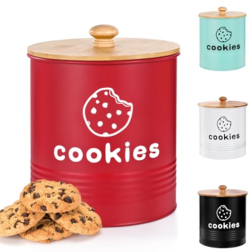 LUKMILEE Red Cookie Jars with Lids Airtight, 1.5 Gallons Cookie