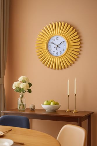 Image of Xtore Modern Round Wall Clock with Luxurious Golden Finish (Pack of 1, Gold)