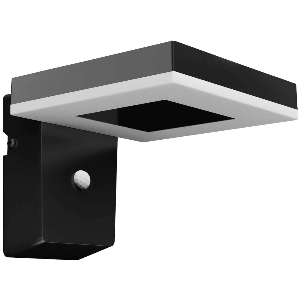PHILIPS LED Zonal Lampada Solare da Parete per Esterni Ultra Efficiente, Quadrato, Luce Bianca Fredda, 1.3W, 3000K, Sensore di Movimento, IP44, Nero