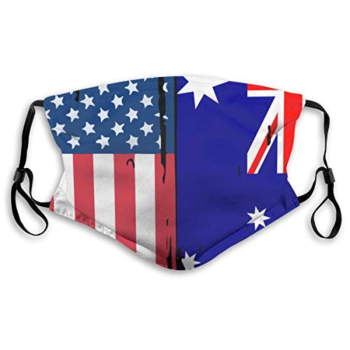 Elasonn American Australian Flag Comfortable Adjustable Face Scarf,Funny Pattern Facial Decorations-Mask For Women&Men cover