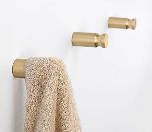 Yangqihome Pack Of 4, Solid Gold Brass Coat Hooks Wall Hanger Mounted Bathroom Hook Kitchenware Organizer Lavatory,Clothing Store, Hotel, Cafe,Hat,Towel,Heavy Duty Contemporary Decorative (Concave) #TOP3