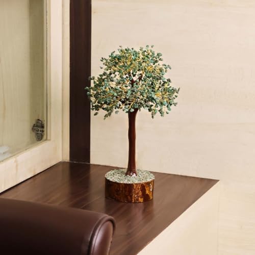 Image of Wealth Tree 1000-1200 Beads, Green Jade,Citrine,Tiger Eye and Green Aventurine to Attract Money Good Luck,Wealth for Home,Office 23 Cm x 13 Cm