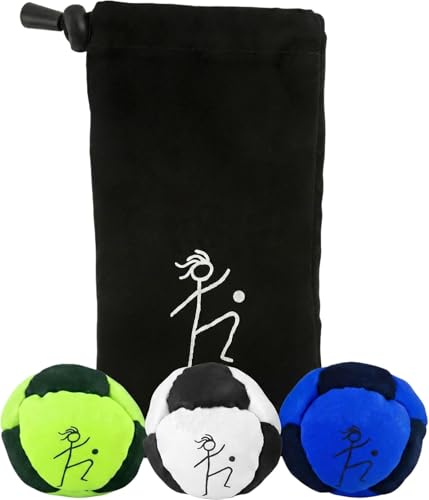 ZEFOTIM Dirt Hacky Footbag for Adults & Kids Professional Sand Filled Sack Ball Durable Footbags for Beginners Foot Sports Exercise & Outdoor Play Portable- 3 Pack E