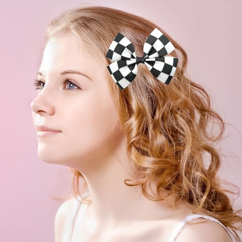 6 Piezas Moños a Cuadros, Clip de Cabello Bandera miniatura 6