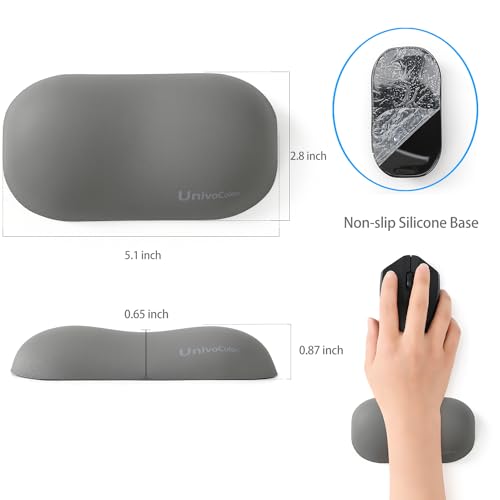 Image of UnivoColors Design-Wave Wrist Rest, Artificial Sheepskin+Memory Foam+Ergonomic+Anti-Slip Gel, Resilience Support During Work and Gaming,Mouse Accessory,Grey