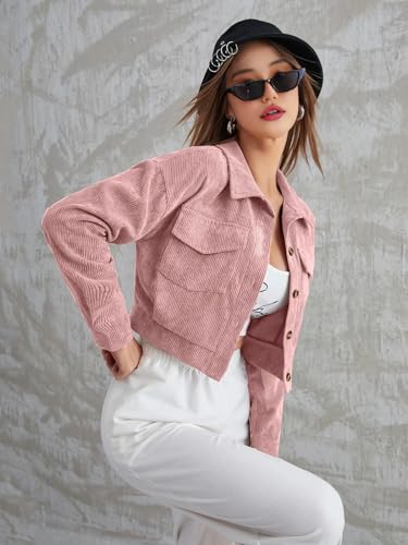 Image of SMOWKLY Womens Casual Cropped Full Sleeve Button Down Korean Style Jacket