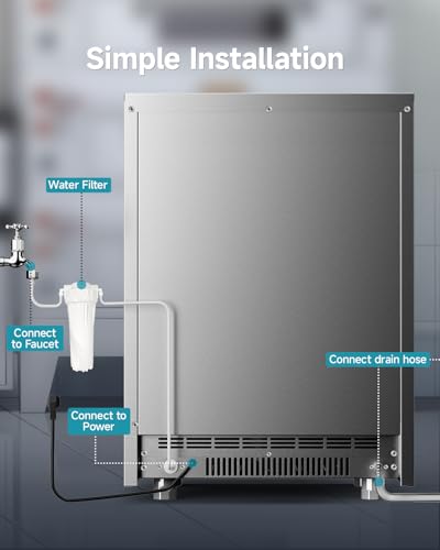 Image of EUHOMY Commercial Ice Maker,300lbs /24H,Stainless Steel Under Counter Ice Machine with Water Filter,44lbs Storage Capacity, 126 Cubes in 8-12 Mins, Freestanding Ice Machine for Home /Bar /Cafe /Restaurant
