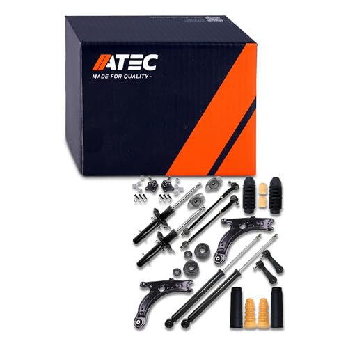 ATEC Germany 4x Gasdruck Stoßdämpfer Vorne und Hinten Federbein inkl. Domlager & Staubschutzsatz + 2x Spurstange + 2x Traggelenk + 2x Koppelstange + 2x Querlenker Vorne