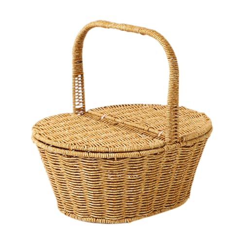 Qianly Storage Basket Picnic Basket Reusable Fruit Basket Storage Bin Hand Basket Flower Basket, S Oval