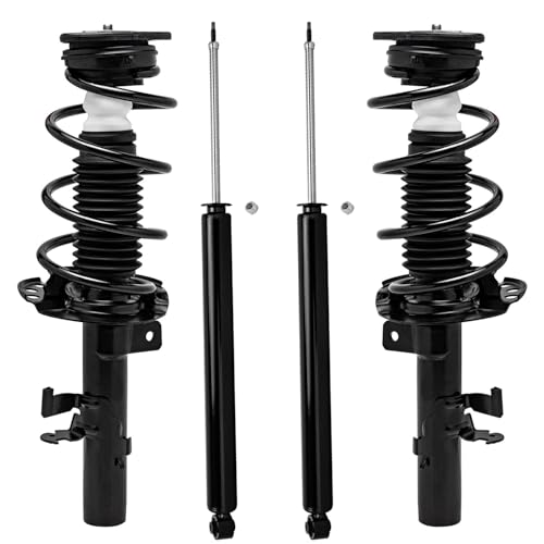 Image of Detroit Axle - Front Struts & Rear Shock Absorbers Kit for 2013-2018 Ford Focus Electric S SE Titanium 2014 2015 2016 2017 Front Struts w /Coil Springs Assembly Rear Shock Absorbers Replacement Set