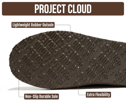 Image of Project Cloud Mens Slippers Genuine Leather Australian Shearling Slippers | Memory Foam Insole Non Slip Fuzzy Shoes Indoor Outdoor Warm Cozy Footwear Everyday Comfort Soft Lining Cushioned Sole Easy On
