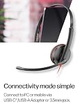 Poly Blackwire 3225 Wired Headset (Plantronics) - Noise-Canceling Mic – Stereo Design - Connect to PC/Mac/Mobile via USB-C, USB-A, or 3.5mm - Works w/Teams, Zoom - Amazon Exclusive