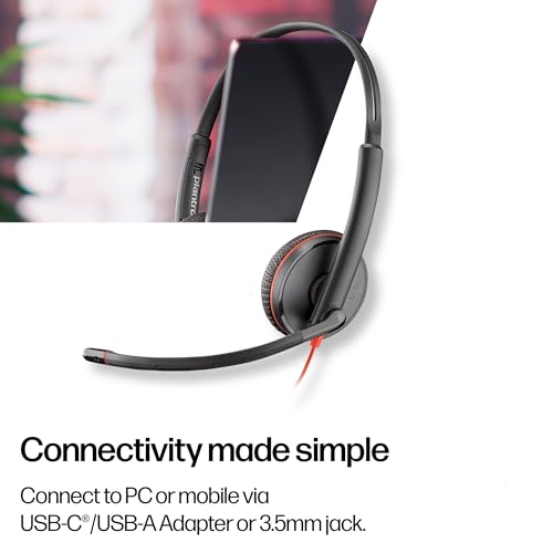 Poly Blackwire 3225 Wired Headset (Plantronics) - Noise-Canceling Mic – Stereo Design - Connect to PC/Mac/Mobile via USB-C, USB-A, or 3.5mm - Works w/Teams, Zoom - Amazon Exclusive by POLY - Image 5