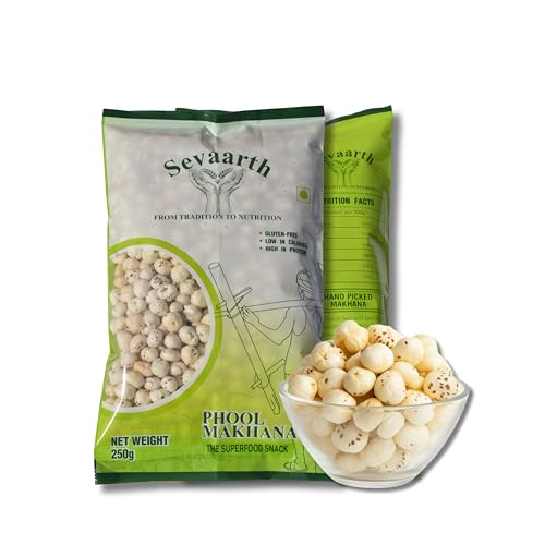 Image of Sevaarth 5 Suta Jumbo Phool Makhana 250g | Premium Raw Fox Nuts (Lotus Seeds) | Large Size, High Protein, Gluten Free Healthy Snack | Vrat & Diet Friendly