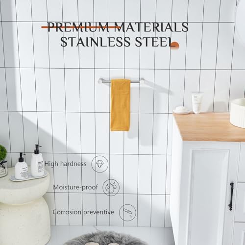 Image of KOKOSIRI Towel Bars Brushed Nickel 16-Inch Single Rod Hand Towel Holder Wall Mounted Hanger for Bathroom Lavatory Hardware Stainless Steel, B4007BR-L16