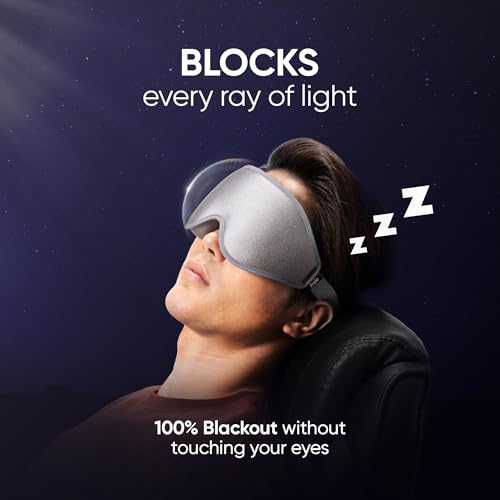 Image of Frido 3D Eye Mask for Men & Women | 100% Blackout Sleep Mask | Zero Pressure Memory Foam for Eyelids & Lashes | Adjustable Straps for Travel & Meditation | Soft Comfortable Night Eye Cover - Grey
