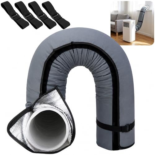 Image of Tlswshsy Oxford Cloth Air Conditioner Hose Cover, Insulated AC Hose Sleeve with 4 Adjustable Buckles, Portable Air Conditioner Exhaust Wrap for 5''-5.9 inch Diameter Exhaust Duct Vent (Dark Gray)