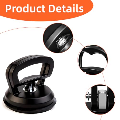 4 Stück Beulenzieher Auto, Klein & Leistungsstarkes Beulen Reparaturset, Saugnapf Beulenentferner für Autokarosserie Reparatur, Glasscheiben, Fliesenheben und Objektbewegung (Schwarz & Orange)