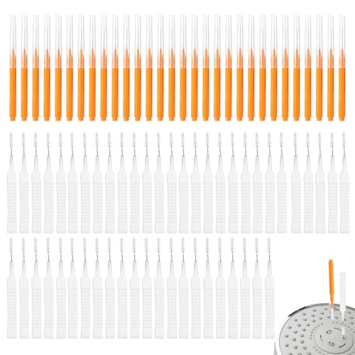 Image of 80pcs Shower Head Cleaner Picks Tools, Including 30 Cleaning Brushes & 50 Showerhead Hole Brushes Practical Unclogger Tools for Small Holes Sink Gaps (Orange, White)
