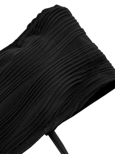 Image of ZAFUL Women Strapless Textured Bandeau Bikini 2 Piece Swimwear Cheeky Solid Lace up Bathing Suits