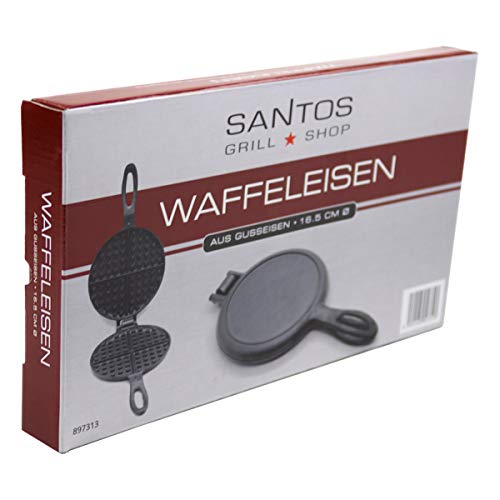 SANTOS XL Waffeleisen aus Gusseisen - perfekt für Ihren Grill, Backofen oder Feuerstelle - Innenmaß: Ø16,5cm - Länge… – Bild 6