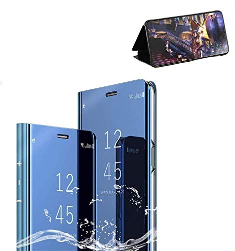 Xinglong Coque Compatible Miroir Xiaomi A3/CC9e,360° Protection Bumper Etui Housse Case Flip Housse PC Xiaomi Etanche Technologie de Galvanoplastie Support Magnétique,Bleu Ciel Cover