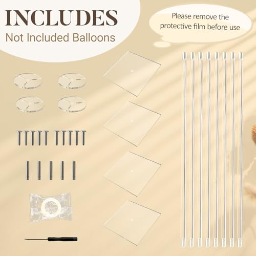 Image of OurWarm Clear Acrylic Balloon Centerpiece Stand for Table 4 Pack, 31.5 Inch | Acrylic Balloon Stand with Base, Adjustable Height, Easy Assembly, Table Top Balloon Stand Ideal for Wedding Table Decor