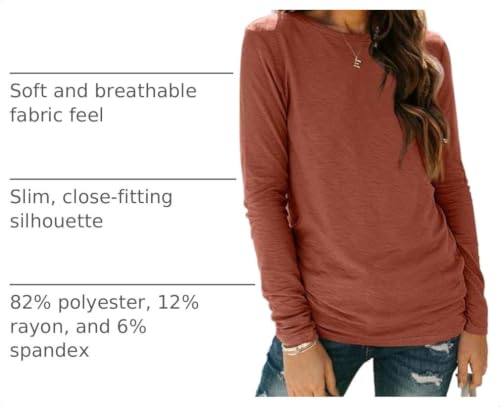 Image of AUTOMET Women's Long Sleeve Crewneck Shirts Casual Basic Tops