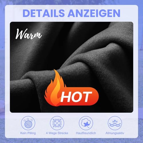 TNNZEET Thermo Leggings Damen Gefütterte Thermoleggings Winter Thermohose High Waist Leggins Mit Fleece Warme Hose für Sport Gym Yoga,Schwarz,XXL
