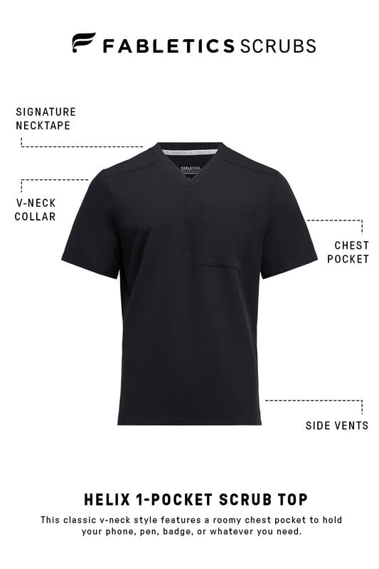 Image of Fabletics Men's Helix 1-Pocket Scrub Top - MotionTech, Wrinkle-Resist, Chest Pocket, Anti-Shrink, Semi-Slim Fit