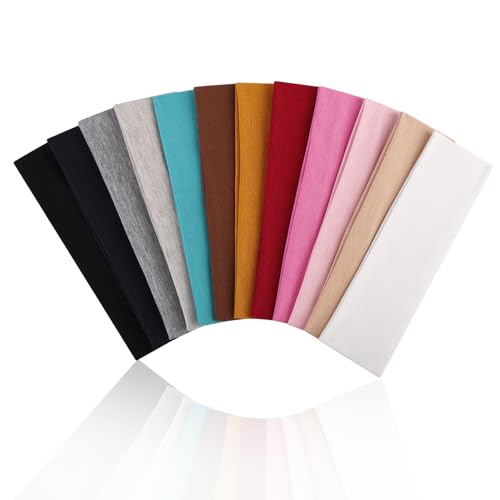 Mkobon 12 Pack Snug Fit Headbands for Women & Teens, Petite Workout Hair Bands, Non-Slip Stretchy Sports Head Bands, Fashion Soft Gym Hair Accessories for Kids Yoga Running