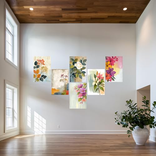 Image of SiddArtify Floral Wall Art Prints Set - Botanical Poster Decor for Living Room Bedroom Office - 8x12 inch Board Pack of 6