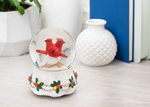 image for Elanze Designs Mr. & Mrs. Red Cardinal Figurine 100MM Water Globe Play