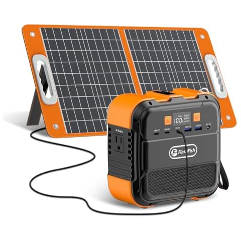 Flashfish Solar Generator With Solar Panel, Flashfish 98Wh Portable Power Station With 60W Foldable Solar Panel Backup Power Battery For Home Blackout/RV/Camping Cover