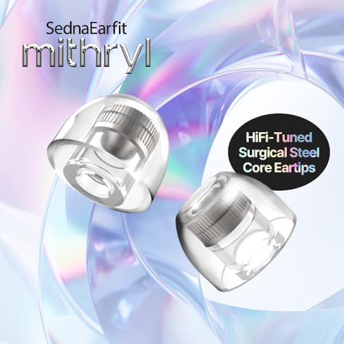 Image of AZLA Mithryl IEM Ear Tips, Stainless Steel Core Earbud Replacement Tips | Compatible with HiFi IEMs, Spacious Sound Stage, Deep Bass, Clear Highs, Not for TWS