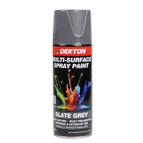 Dekton Quick-Dry Aerosol Spray Paint Interior And Exterior Usage Slate Grey for Metal Wood and Plastic |Rust Prevention|Ideal for Fixtures Furnitures Components Projects