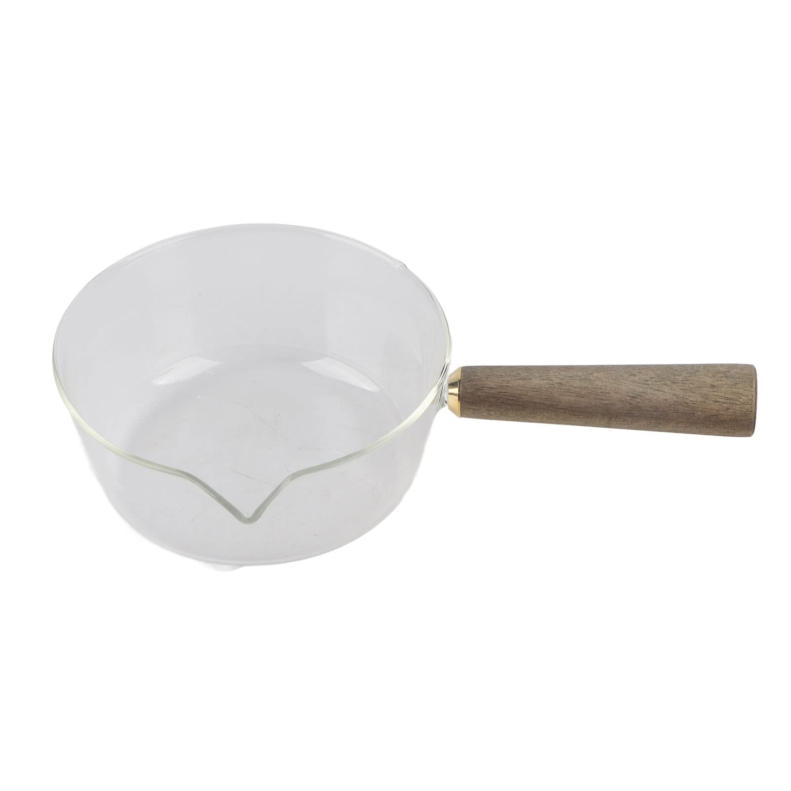 Pot à lait en verre anti-goutte avec manche isolant en bois chic