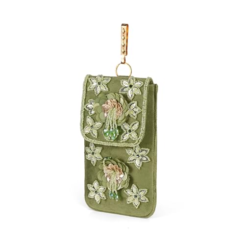 Image of J I ACCESSORIES Velvet Saree Clutch Mobile Pouch Waist Clip Ladies Purse Gift For Women