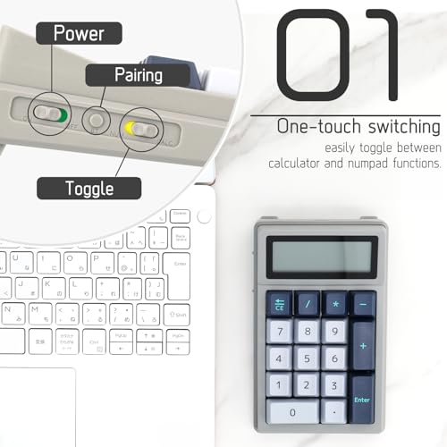 Image of DENTEN 2-in-1 Calculator & Numpad Wireless Mechanical Numeric Keypad with Calculator Function Bluetooth Connectivity Type-C Charging (Blue Switch)
