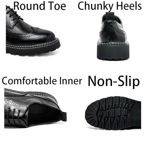 Mens Retro Brogue Multicolor Leather Dress Oxfords Shoes Low Top Non-Slip Round Toe Casual Derby Shoes for Formal Business Wedding4