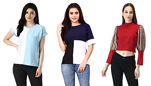 Image of DHRUVI TRENDZ Women's Regular Fit Tops | T Shirt for Women | Tops for Jeans for Women | Tops for Women | Western Tops for Women Stylish | T-Shirt for Women