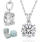 KRKC&CO ネックレス レディース 一粒ダイヤ モアッサナイト 3.0カラット Dカラー&VVS1 4本爪キラキラジュエリー シルバー925 金属アレルギー対応 ギフトボックス付き 誕生日プレゼント 女性ギフトアクセサリー